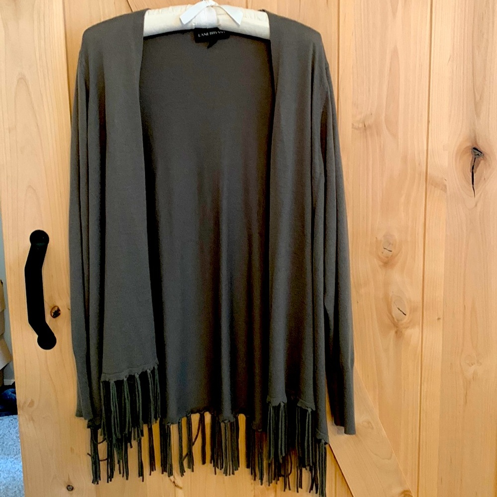 Lane Bryant Army Green Fringe Detail Duster